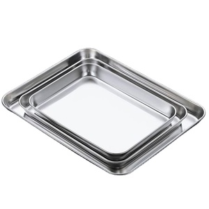 Bandeja de Horno Rectangular de Acero Inoxidable Premium, Bandeja para Galletas, Bandeja para Hornear, Juego de Bandejas Metálicas Profundas para Servir, para Horno y Cocina - Product Image 1