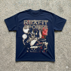 T-shirt surdimensionné personnalisé imprimé Rexfit Sports, style vintage, coton, streetwear, tee-shirt décontracté pour hommes et femmes - Product Image 2