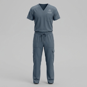 Ensemble de blouses médicales unisexes, uniforme extensible, haut et pantalon, bordure contrastée, infirmière, médecin, vêtements de travail d'hôpital, sergé de polyester - Product Image 1