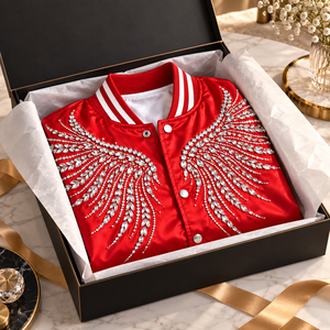 Chaquetas de Satén con Pedrería, Chaqueta Bomber de Lujo con Cristales Brillantes, Prenda de Moda Elegante para Fiestas, Ropa de Calle, Prenda Exterior de Diseñador - Product Image 5