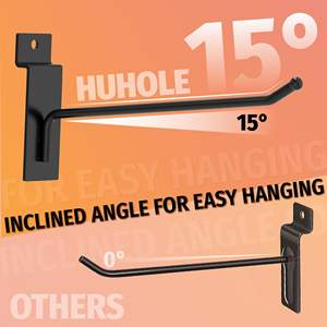 HUHOLE - Juego de 32 Ganchos Negros para Panel de Lamas, 4+6+8 Pulgadas, Estilo Industrial, Fácil Instalación en Pared - Product Image 3