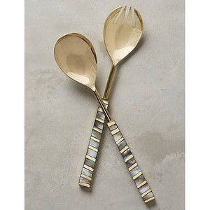 Ensemble de couverts de luxe faits à la main avec incrustations de nacre, en acier inoxydable de qualité supérieure, poli miroir, pour les dîners raffinés et les mariages - Product Image 6