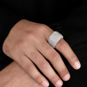 Iced Style Cut Moissanite Hip Hop Engagement <b>Ring</b> Fully Pave Set Rhodium Plated Cluster <b>Statement</b> <b>Ring</b> 925 Sterling <b>Silver</b> - Product Image 2
