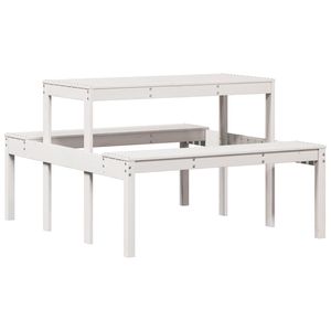 Tavolo da Picnic in legno massello di pino 43.3 "x 52.8" x 29.5 "Set da giardino bianco - Product Image 2
