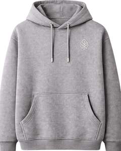 Sudadera con Capucha Oversize de Forro Polar Grueso con Logo Minimalista de Diamantes de Imitación Grises, Bolsillo Canguro, Estilo Urbano Personalizado para Hombre - Product Image 1