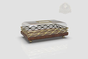 Caja de Exhibición de Pasteles de Lujo Ecológica y Personalizada con Tapa de Metal y Madera, Soporte para Postres Dorado, Diseño Palestino para Fiestas y Uso Doméstico - Product Image 5