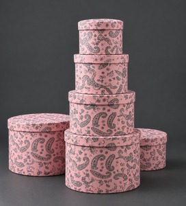 <b>Pink</b> Paisley Cylinder Paper <b>Gift</b> <b>Boxes</b> Reusable Telescope Lid Container Set - Product Image 1