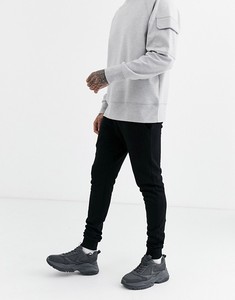 <b>Men's</b> Black Sweatpants Elastic Waist Side Pockets Casual <b>Stretch</b> Cotton Spandex Midweight Autumn Wear - Product Image 1