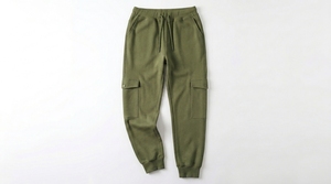 Pantalones Deportivos Casuales Color Verde Oliva para Hombre, Cintura Elástica con Cordón, Bolsillos Laterales, Joggers de Algodón de Peso Medio, Estilo Otoñal - Product Image 3