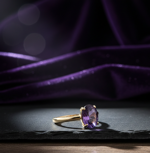 Anillo llamativo de amatista azul, plata de ley 925, chapado en oro de 18 quilates, anillo de cóctel, joyería de piedra de nacimiento de febrero, regalo para ella - Product Image 5