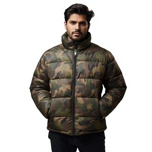 Chaqueta Acolchada con Estampado de Camuflaje para Hombre, Cuello Alto, Gruesa y Cálida para Invierno, Cierre de Cremallera, Estilo Casual - Product Image 4