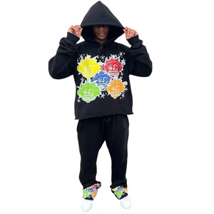 Ensemble survêtement unisexe en molleton de coton, sweat à capuche oversize imprimé sur mesure, style streetwear, décontracté pour l'hiver, avec logo OEM - Product Image 5