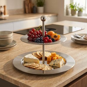 Handmade SS304 Two Tone Steel Zarina 28 cm Mirror Matte Buffet <b>Riser</b> Food Safe Cheese Tools for Home Decor Hotels Weddings - Product Image 1