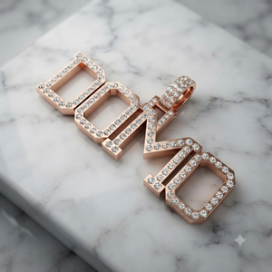 Pendentif personnalisé en or rose massif 10K avec diamant Moissanite, style Hip Hop, breloques lettres en blocs glacés, colliers bijoux, idées cadeaux - Product Image 1
