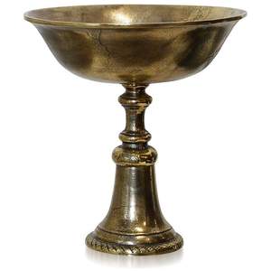 Antique Gold Compote Bowl Pedestal Centerpiece Urn Aged Brass Metal Flower <b>Vase</b> for Wedding Table Decor & Luxury Home Accents - Product Image 1