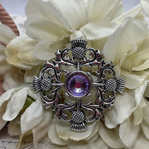 Broche Clásico Escocés de Plata con Flor de Cardo, Joyería para Sombrero y Bufanda, Morado, para Festivales, para Kilt, Estilo Irlandés - Product Image 2