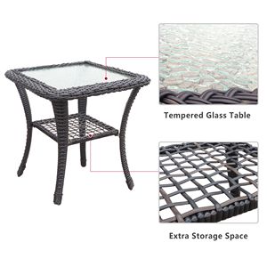 Ensemble de chaises pivotantes à 360 degrés en osier, table de bistrot en rotin pour patio extérieur avec coussins, mobilier de jardin brun foncé - Product Image 5