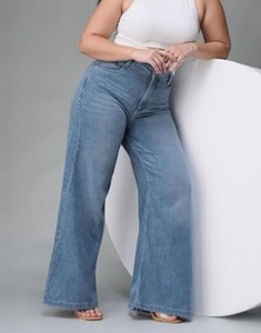 Womens Faded-Blue Regular <b>Boot</b> Cut Jeans Eco-Friendly Denim Casual Weekend Fashion Neutral Beige Modern Outfits - Product Image 2