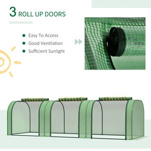 Invernadero Portátil Tipo Túnel de 9.7 L x 3 W x 2.5 H con 3 Puertas con Cierre, Cubierta de PE Resistente al Agua y a los Rayos UV para Jardines - Product Image 2
