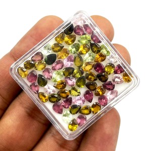 Pierres précieuses naturelles de tourmaline taille poire facettées pour la fabrication de bijoux, pierres naturelles multi-calibrées en vrac par un grossiste indien en gros - Product Image 5