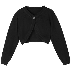 Cardigan en tricot pour filles, uniforme scolaire, 100% coton, veste courte à manches longues pour tout-petits et enfants, fermeture à boutons, pull en tricot - Product Image 2