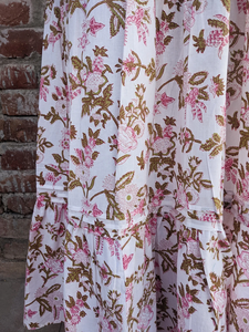 ชุดเดรสกระโปรงยาวพิมพ์ลายด้วยมือแบบอินเดียสำหรับผู้หญิง ชุดเดรสพิมพ์ลายด้วยมือสำหรับผู้หญิง กระโปรงยาวผ้าฝ้ายสีขาว ราคาโรงงาน - Product Image 6