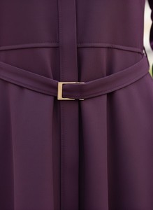 Vestido estilo abaya maxi liso para mujer, de manga larga, con cinturón, modesto, informal, para uso diario. - Product Image 5