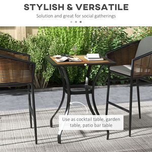 Tavolo da bar pieghevole marrone per patio con struttura in metallo ed effetto legno plastico - Product Image 4
