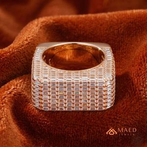 Bague de fiançailles pour homme en argent plaqué or rose avec moissanite, sertie à griffes, style hip-hop, bijoux de mode pour mariage et anniversaire - Product Image 3