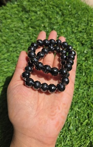 2 bracelets de 11,50 mm en moissanite noire ronde, faits à la main, à facettes - Product Image 5