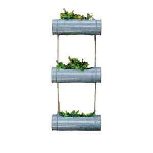 Ensemble de jardinières murales suspendues en métal galvanisé à 3 niveaux, style ferme, pour intérieur et extérieur, avec corde en jute, au meilleur prix - Product Image 2