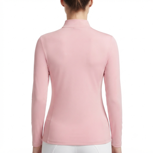 WIZE INTERNATIONAL Women's Pink Long Sleeve <b>Turtleneck</b> <b>Top</b> Breathable Knitted Polyester Front Logo Pullover - Product Image 3