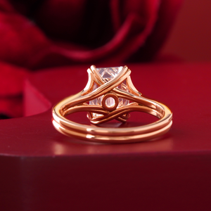 Bague de fiançailles solitaire en diamant de laboratoire taille émeraude 3,02 carats, or jaune 14K et platine, clarté VVS2, sertissage clos - Product Image 4
