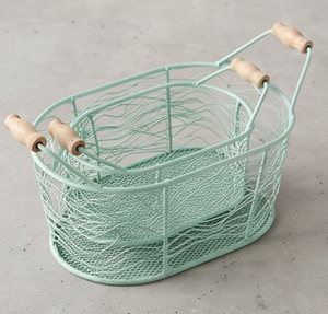Panier de rangement ovale en fil métallique de qualité supérieure avec poignées en bois, style nordique, panier d'organisation multi-usages pour l'organisation de la maison - Product Image 5