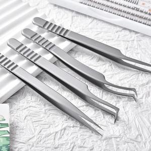 Pinzas para Pestañas Plateadas, Pinzas Profesionales para Extensiones de Pestañas, Herramientas de Maquillaje, Pinzas de Volumen, Pinzas de Acero Inoxidable para Pestañas - Product Image 1