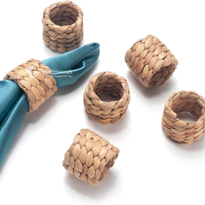 แหวนผ้าเช็ดปากถักจากผักตบชวาธรรมชาติ ของตกแต่งโต๊ะทำมือ - Product Image 3