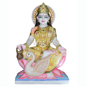 Gayatri Mata Marble Murti |   Statue artisanale de la déesse Gayatri pour la maison et le temple – Maliyas - Product Image 1