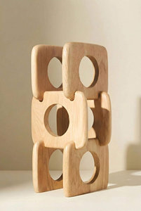 Support à vin en bois artisanal pour 3 bouteilles, porte-vin décoratif sculpté à la main, rangement à vin en bois pour table, pour bar à domicile - Product Image 2