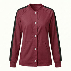 Blouse médicale en gros pour femmes, veste de préchauffage à boutons-pression, manteau d'infirmière personnalisé avec logo, poignets côtelés, vestes de travail OEM - Product Image 6