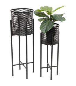 Ensemble de pots à fleurs modernes en métal plaqué or avec motif géométrique pour la décoration intérieure - Product Image 2