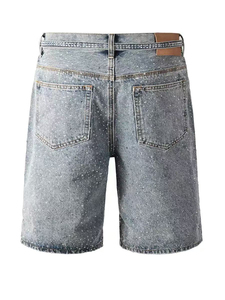 Men's Ripped <b>Canvas</b> Hip Hop Shorts Mid Waist Red Patch Detail Button Fly Quick Dry Breathable Anti-Wrinkle Eco-Friendly Cotton - Product Image 4