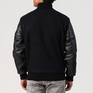 Blouson universitaire d'hiver pour homme, style streetwear 2026, en laine 100% écologique et respirante, coupe oversize, avec manches en cuir – Vente en gros - Product Image 2