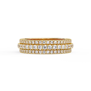 Triple Row Pave Round Cut Lab Grown Diamond 14K Solid Gold Bridal Wedding Band Engagement <b>Ring</b> Custom Wholesale Jewelry Supplier - Product Image 5