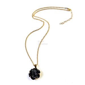 Colgante de flor de ónix negro AAA, collar de cristal con flor para mujer, colgante de ónix negro tallado a mano para la fabricación de joyas - Product Image 3