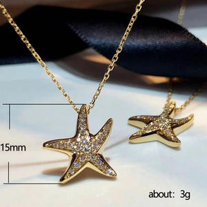 AMBER JEWELS Collier pendentif étoile en argent 925 plaqué or 14K, serti de moissanite taille brillant, ensemble de bijoux unisexe - Product Image 2