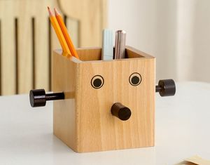 Cheap Wooden <b>Boxes</b> Wooden Pen Holder Pencil Box Painting Stationery <b>Makeup</b> Accessaries Desk Organizer - Product Image 2