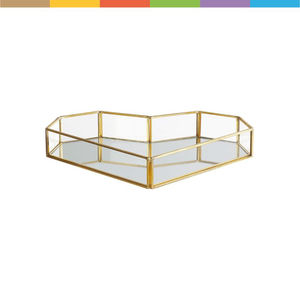 Bandeja de Vidrio Acanalado Dorado de Lujo, Rectangular, Decorativa, Organizador de Maquillaje Moderno, Bandeja de Exhibición de Perfumes con Espejo, Almacenamiento de Joyas - Product Image 6