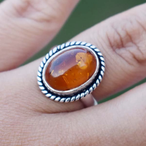 Bague en argent sterling 925 avec ambre baltique naturel de coupe ovale, bijoux en pierres précieuses faits à la main pour femmes, vente en gros - Product Image 5