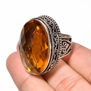 Natural Citrine Yellow Topaz <b>Ring</b> 925 Sterling <b>Silver</b> Vintage Style Gemstone <b>Ring</b> – Handmade Statement Jewelry for Women and <b>Men</b> - Product Image 5