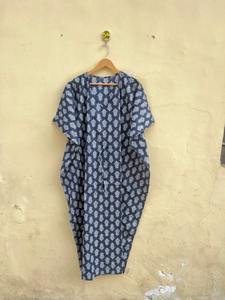 Vestido Kaftán Informal de Verano con Estampado Floral Tropical, sin Mangas, de Algodón, para Mujer, Playa, Islas del Pacífico, Rajasthan, Disponible - Product Image 3